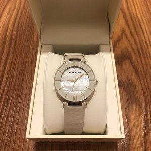 Anne Klein Swarovski Crystal Leather Watch